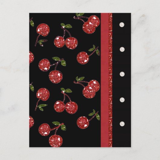 RAB Rockabilly Zeer Cherry Cherries Black Briefkaart (Voorkant)
