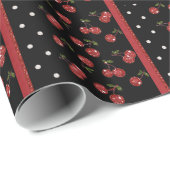RAB Rockabilly Zeer Cherry Cherries Black Cadeaupapier (Rol Hoek)