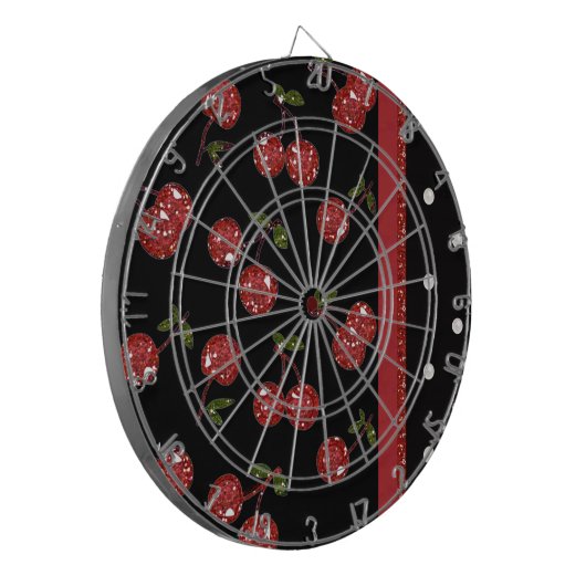 RAB Rockabilly Zeer Cherry Cherries Black Dartbord (Voorkant Links)