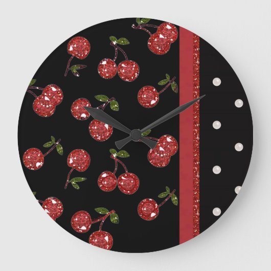 RAB Rockabilly Zeer Cherry Cherries Black Grote Klok (Voorkant)