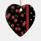 RAB Rockabilly Zeer Cherry Cherries Black Keramisch Ornament (Rechts)