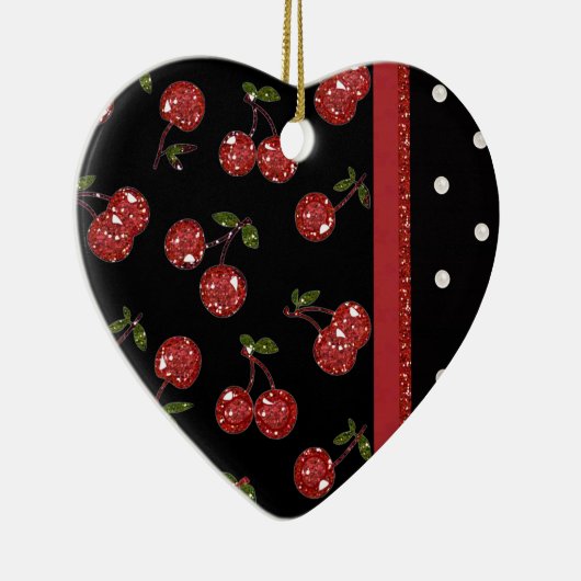 RAB Rockabilly Zeer Cherry Cherries Black Keramisch Ornament (Rechts)