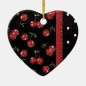 RAB Rockabilly Zeer Cherry Cherries Black Keramisch Ornament (Voorkant)