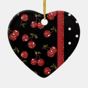 RAB Rockabilly Zeer Cherry Cherries Black Keramisch Ornament