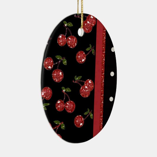 RAB Rockabilly Zeer Cherry Cherries Black Keramisch Ornament (Rechts)