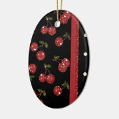 RAB Rockabilly Zeer Cherry Cherries Black Keramisch Ornament (Links)