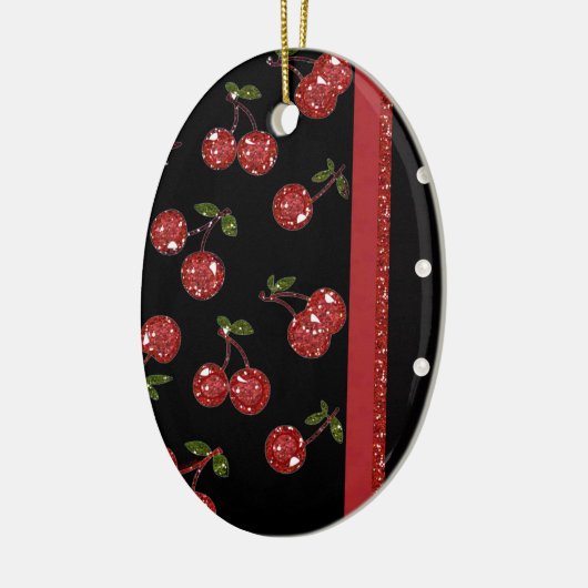 RAB Rockabilly Zeer Cherry Cherries Black Keramisch Ornament (Links)
