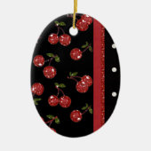 RAB Rockabilly Zeer Cherry Cherries Black Keramisch Ornament (Voorkant)