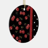 RAB Rockabilly Zeer Cherry Cherries Black Keramisch Ornament (Rechts)