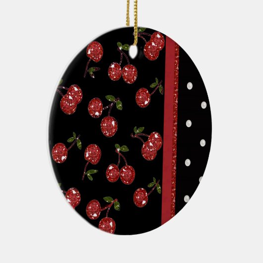 RAB Rockabilly Zeer Cherry Cherries Black Keramisch Ornament (Rechts)