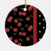 RAB Rockabilly Zeer Cherry Cherries Black Keramisch Ornament (Voorkant)