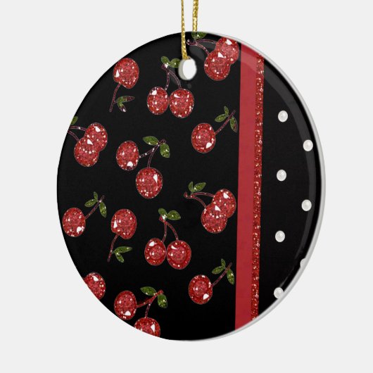 RAB Rockabilly Zeer Cherry Cherries Black Keramisch Ornament (Links)