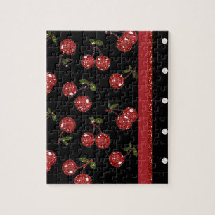RAB Rockabilly Zeer Cherry Cherries Black Legpuzzel