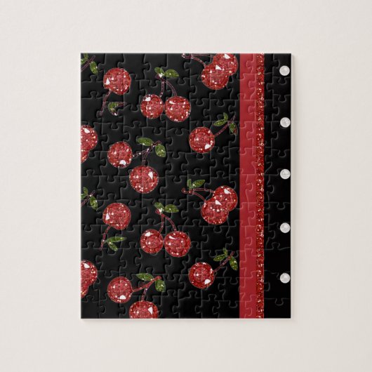 RAB Rockabilly Zeer Cherry Cherries Black Legpuzzel (Verticaal)