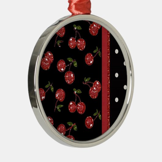 RAB Rockabilly Zeer Cherry Cherries Black Metalen Ornament (Rechts)