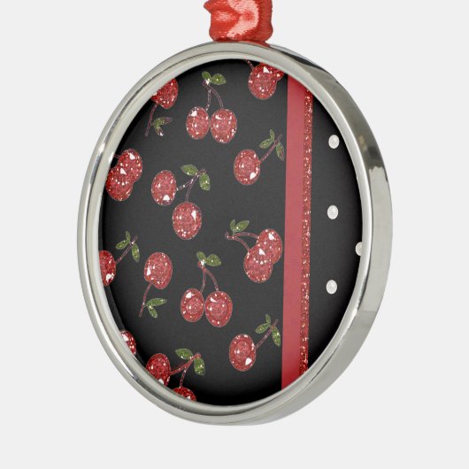 RAB Rockabilly Zeer Cherry Cherries Black Metalen Ornament (Links)