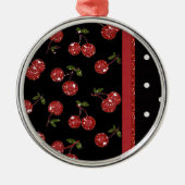RAB Rockabilly Zeer Cherry Cherries Black Metalen Ornament (Voorkant)