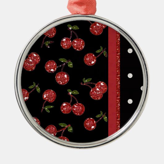 RAB Rockabilly Zeer Cherry Cherries Black Metalen Ornament (Voorkant)
