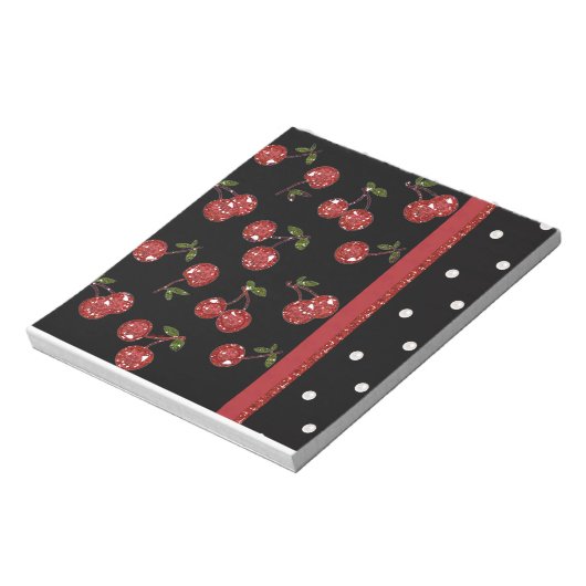 RAB Rockabilly Zeer Cherry Cherries Black Notitieblok (Linkerzijde)