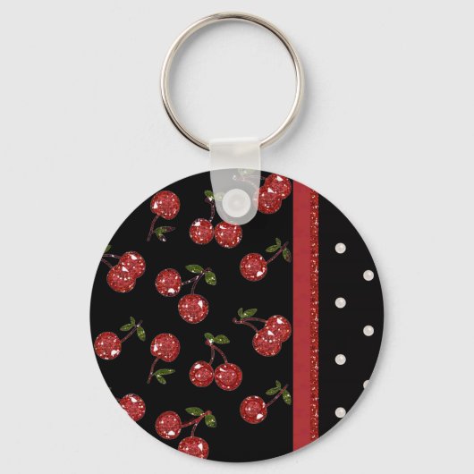RAB Rockabilly Zeer Cherry Cherries Black Sleutelhanger (Voorkant)