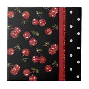 RAB Rockabilly Zeer Cherry Cherries Black Tegeltje