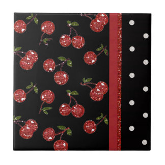 RAB Rockabilly Zeer Cherry Cherries Black Tegeltje
