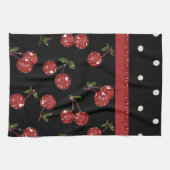 RAB Rockabilly Zeer Cherry Cherries Black Theedoek (Horizontaal)
