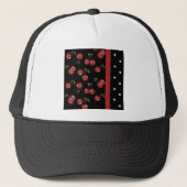 RAB Rockabilly Zeer Cherry Cherries Black Trucker Pet (Voorkant)