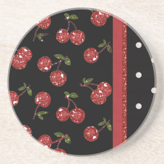 RAB Rockabilly Zeer Cherry Cherries Black Zandsteen Onderzetter