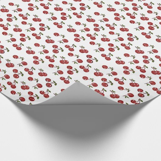 RAB Rockabilly Zeer Cherry Cherry Cherries op Whit Cadeaupapier (Hoek)