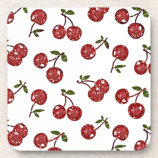 RAB Rockabilly Zeer Cherry Cherry Cherries op Whit Drankjes Onderzetter (Voorkant)