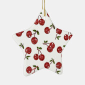 RAB Rockabilly Zeer Cherry Cherry Cherries op Whit Keramisch Ornament (Rechts)