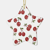 RAB Rockabilly Zeer Cherry Cherry Cherries op Whit Keramisch Ornament (Links)
