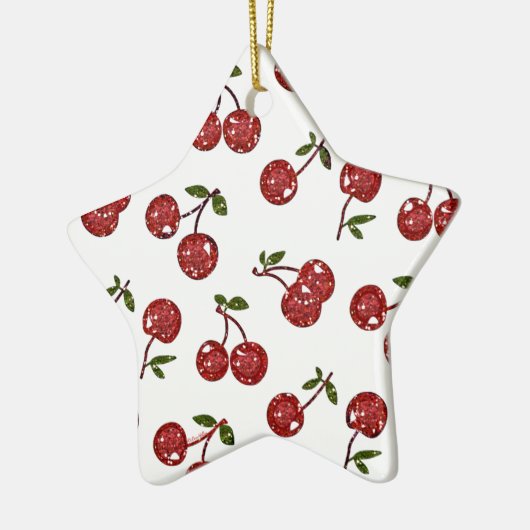 RAB Rockabilly Zeer Cherry Cherry Cherries op Whit Keramisch Ornament (Links)