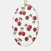 RAB Rockabilly Zeer Cherry Cherry Cherries op Whit Keramisch Ornament (Links)
