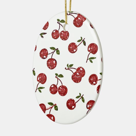 RAB Rockabilly Zeer Cherry Cherry Cherries op Whit Keramisch Ornament (Links)