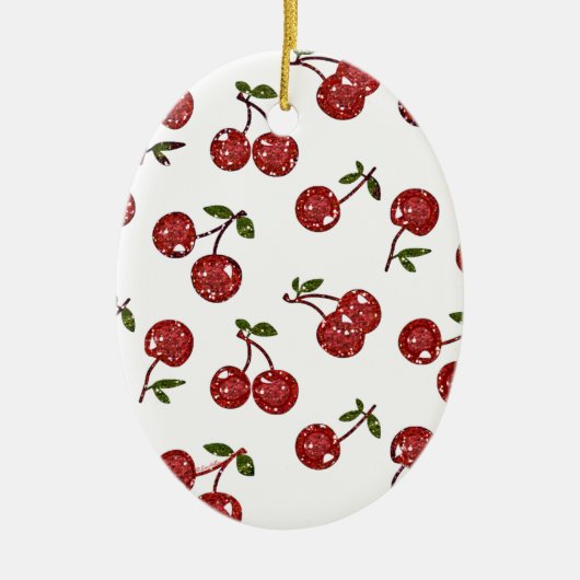 RAB Rockabilly Zeer Cherry Cherry Cherries op Whit Keramisch Ornament (Voorkant)
