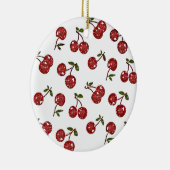 RAB Rockabilly Zeer Cherry Cherry Cherries op Whit Keramisch Ornament (Rechts)