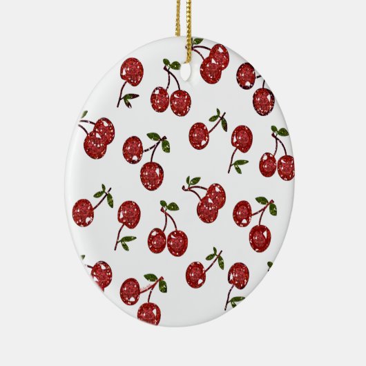 RAB Rockabilly Zeer Cherry Cherry Cherries op Whit Keramisch Ornament (Rechts)