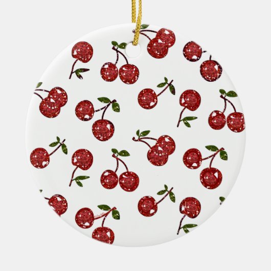 RAB Rockabilly Zeer Cherry Cherry Cherries op Whit Keramisch Ornament (Voorkant)