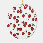 RAB Rockabilly Zeer Cherry Cherry Cherries op Whit Keramisch Ornament (Links)