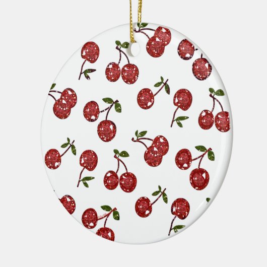 RAB Rockabilly Zeer Cherry Cherry Cherries op Whit Keramisch Ornament (Links)
