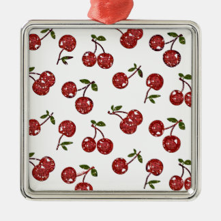 RAB Rockabilly Zeer Cherry Cherry Cherries op Whit Metalen Ornament