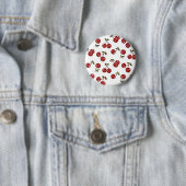 RAB Rockabilly Zeer Cherry Cherry Cherries op Whit Ronde Button 5,7 Cm (In situ)