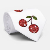 RAB Rockabilly Zeer Cherry Cherry Cherries op Whit Stropdas (Opgerold)