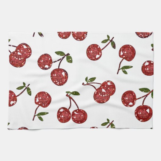 RAB Rockabilly Zeer Cherry Cherry Cherries op Whit Theedoek (Horizontaal)