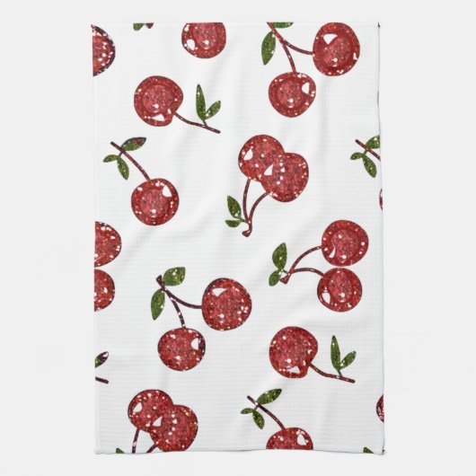 RAB Rockabilly Zeer Cherry Cherry Cherries op Whit Theedoek (Verticaal)