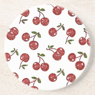RAB Rockabilly Zeer Cherry Cherry Cherries op Whit Zandsteen Onderzetter