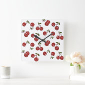 RAB Rockabilly Zeer Cherry Cherry Cherries op wit Vierkante Klok (Huis)