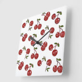 RAB Rockabilly Zeer Cherry Cherry Cherries op wit Vierkante Klok (Hoek)